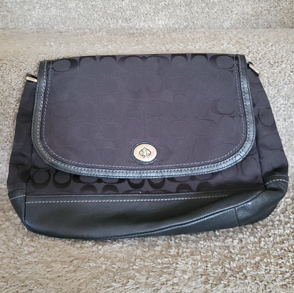 Coach Black Park Signature Flap Bag( No Strap)